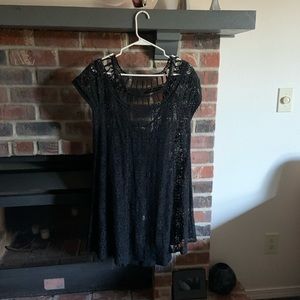 Black lace free people dress with black slip